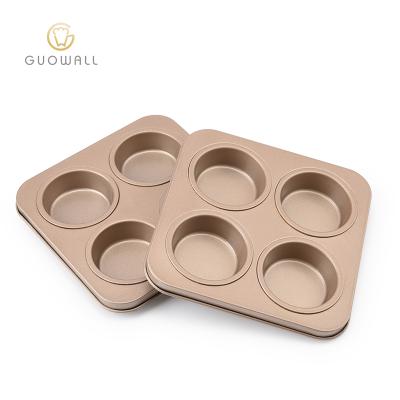 China Sustainable 4 Cup Carbon Steel Muffin Muffin Pan Cupcake Non-Stick Coating for sale