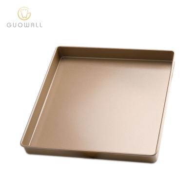 China Sustainable Champagne Coated 28.8cm Square Carbon Steel With Nonstick Coating Cake Baking Tray for sale