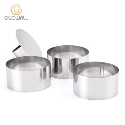 China 3PCS Stainless Steel Round Shaped Mousse Cake Mold Sustainable Ring Set /Dessert Ring Set /3 Rings With 1 Lid for sale