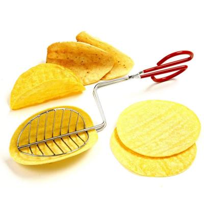 China Viable 14 Inch Stainless Steel Kitchen Taco Shell Maker Press Tortilla Fryer Tongs for sale