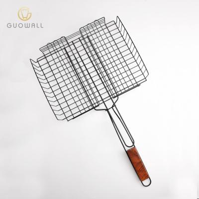 China Easily Cleaned Carbon Steel BBQ Grill With Meat Basket Black Nonstick Coating BBQ Tools Stainless Steel BBQ Grill for sale