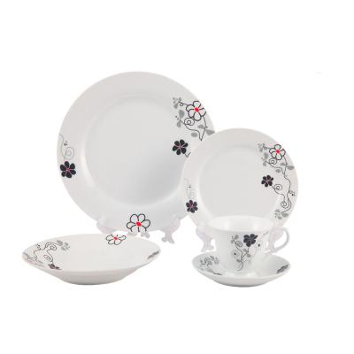 China Sustainable Fine Columbia Porcelain 20pcs Diner Set Dinnerware Set With Simple Flower Decal Design for sale