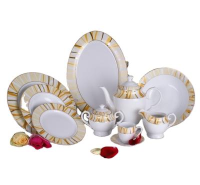 China Viable luxury china 47pcs, 49pcs, 75pcs middle eastern dinner set, with shiny gold and silver decal for sale