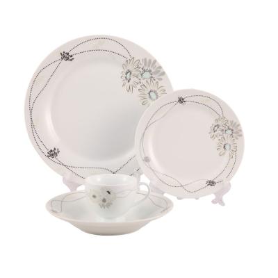 China Viable Super White Porcelain 20pcs Fine Dinner Set With Gold And Silver Decal for sale