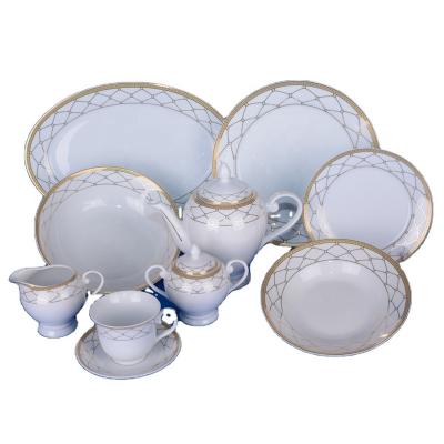 China Viable Antique Porcelain 47pcs Round Shape Dinnerset Dinnerware Set for sale