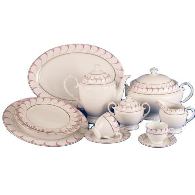 China Fine porcelain dinnerset tableware viable composition in the Middle East of large set with gold and silver design for sale