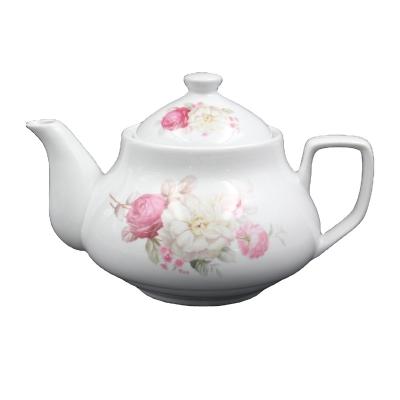 China Viable Porcelain Teapot With Color Box Packing Coffee Kettle Tea Set Flower Decal Ceramic High Temperature for sale