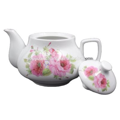 China Sustainable Style Classic Porcelain Ceramic Teapot Kettle With Nice Flower Design for sale