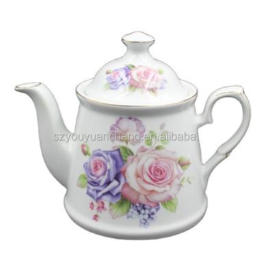 China Sustainable 800cc Iran Porcelain Teapot With CMYK Flower Design for sale