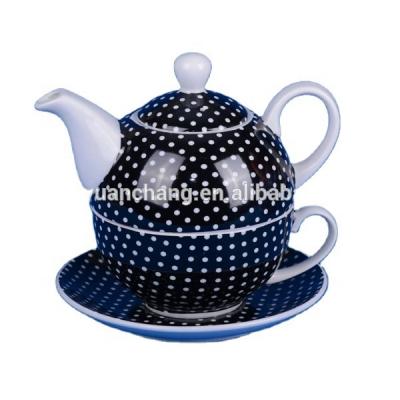 China Viable Promotional Gift Porcelain Tea For A Set With Wave Dot Decal for sale