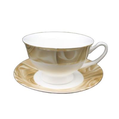 China New Sustainable Bone China Coffee and Tea Cup and Saucer for sale