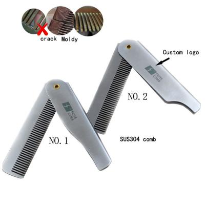 China Wholesale Men's Hair Folding Comb Pocket Handle Stainless Steel Small Pocket Anti-Static And Handheld Flip Comb For Beard Finishing for sale