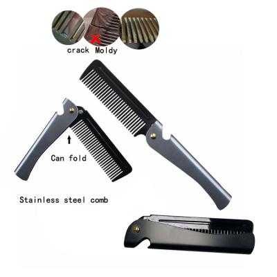 China Foldable And Easy To Carry Beer Bottle Opener Folding Hair Comb Handheld Exquisite Steel Metal Plastic Teeth Comb Suitable For Outdoor Travel Comb for sale