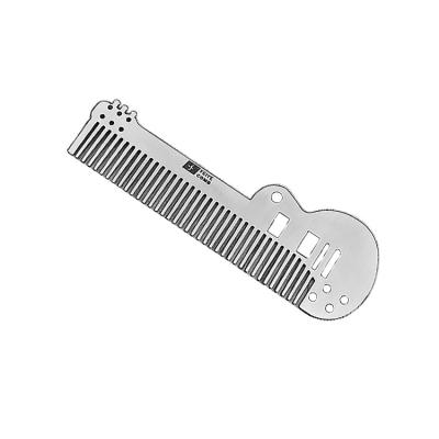 China Fashion Art Music Guitar Style Men Pocket Comb Stainless Steel Handheld Antistatic Hair Comb Antistatilc and Comb for sale