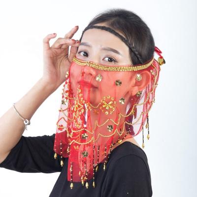 China Face veil Women's Belly Dance Face Veil Beautiful Beads Sequin Tribal Belly Dance Accessories for sale