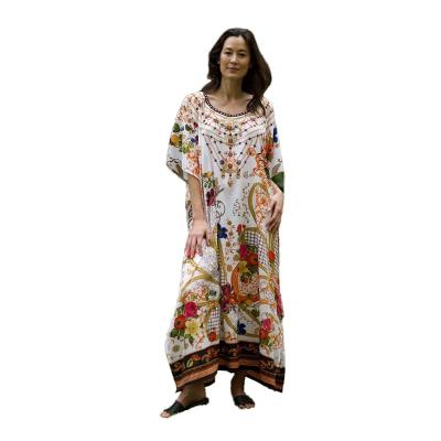 China Anti-Static Womens Caftan Kaftan Dress Short Sleeve Muslim Swimsuit Cover up Loungewear for Summer for sale