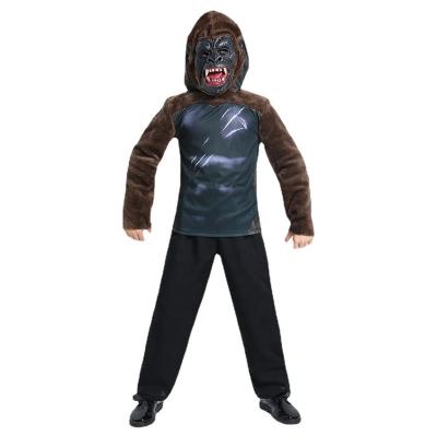 China Polyester Kids TV & Movie King Kong Ape Gorilla Top Outfit Suit Costume With Latex Mask For Halloween Cosplay for sale