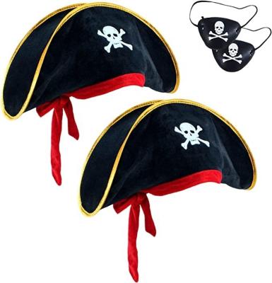 China Polyester Pirate Accessories Funny Party Hat for Caribbean Fancy Dress with Eye Patch for sale