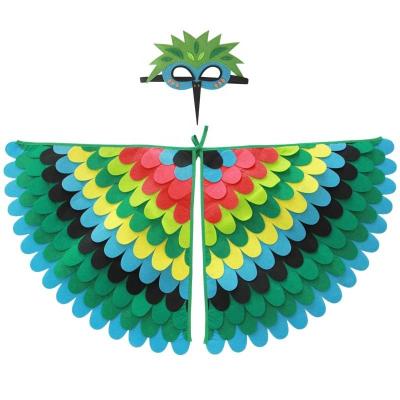 China Polyester Eagle Bird Wings Costumes & Mask for Kids Parrot Dress Up Boys Girls Party Favors for sale