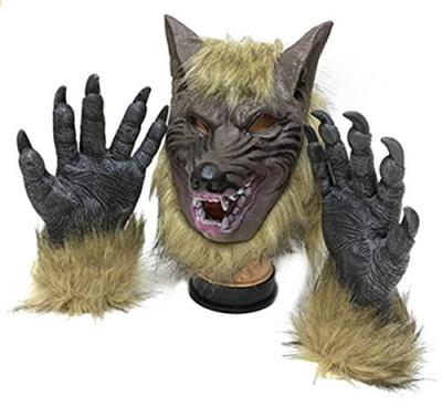 China Vinyl Halloween Horror Grimace Animal Wolf Head Mask for Halloween and Cosplay Costume Party Mask and Claws Gloves for sale