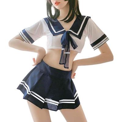 China Plus Size Sexy Navy Blue Lingerie Female JK Uniform cosplay Japanese Sailor Soft Cute Student Skirt Suit for sale