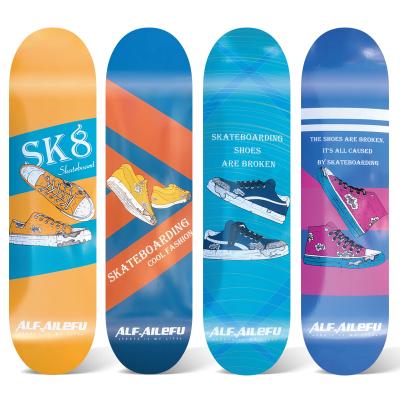 China Youth Skateboard 7 Layers 100% Maple Rocker Style Canadian Custom Skateboard Double Deck for sale