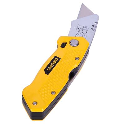 China Folding Open Portable Heavy Retractable T-Blade Metal Slide Grocery Serving Knife for sale