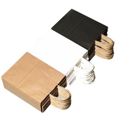 China Recyclable White Brown Kraft Gift Craft Shopping Paper Bag Printed Your Own Logo Cardboard Packaging With Handles for sale