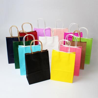 China Recyclable Custom Printed Your Own Logo Colored Kraft Gift Craft Shopping Paper Bag With Handles for sale