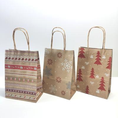 China Customized Recyclable Printed Recyclable Kraft Paper Christmas Gift Bag for sale