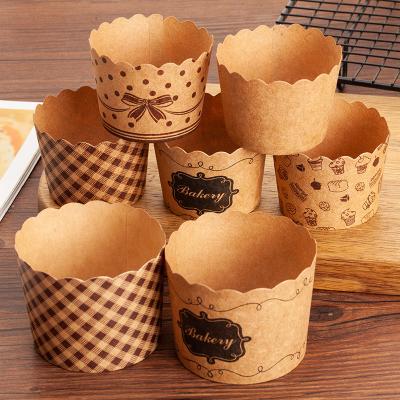 China Disposable Middle Around Bun Cup Cake Cup High Temperature Resistant Corrugated Paper Baking Liner Oven-Safe for sale