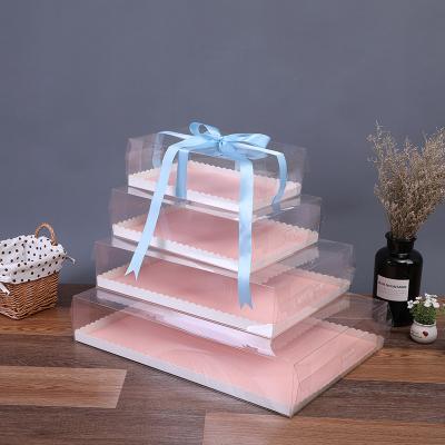 China Recycled Materials Flower Cake Gift Box Birthday Cake Boxes PVC Transparent Packaging Box for sale