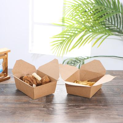 China Recyclable Disposable Kraft Paper Packaging Fast Food Takeout Burger Hot Dog Fried Chicken Food Box for sale