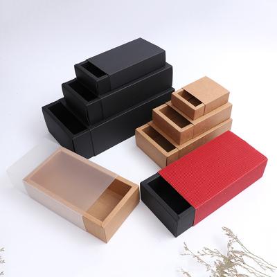 China 10 Pcs Good Recyclable Solid Color Kraft Paper Gift Packing Box Wedding Party Cookie Candy Cake Boxes With Clear PVC Window for sale