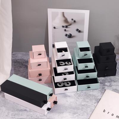 China Recyclable Fashion Jewelry Packaging Boxes Ring Bracelet Necklace Earring Drawer Box Holder Display Paper Gift Boxes for sale