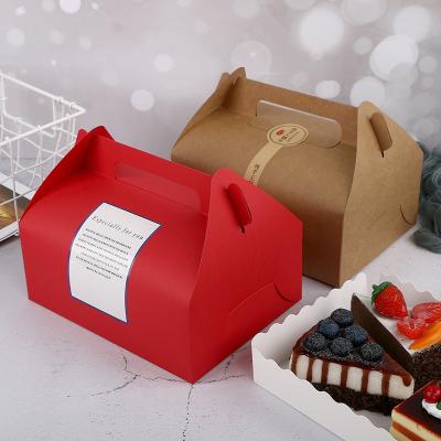 China Folding Eco-friendly Biodegradable Paper Recyclable Custom Printing Dessert Baking Cake Boxes With Handle for sale