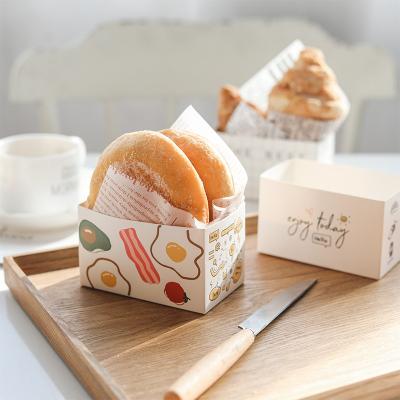 China Recyclable Sandwiches Egg Breakfast Toast Bread Hamburger Thick Dessert Baked West Point Paper Tray Packaging Box for sale