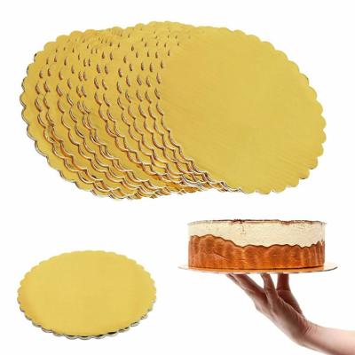 China Recyclable Round Disposable Cake Base Boards 20/26/30 Cm Gold Paper Cupcake Dessert Display Tray Tools Birthday Cake Pastry Decorative for sale