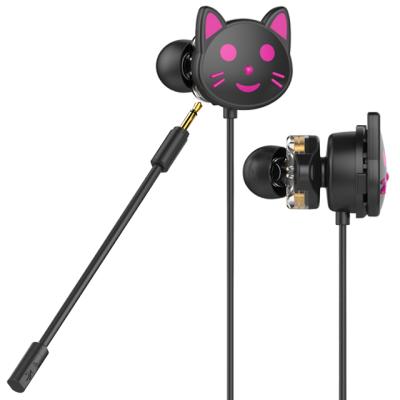 China In-ear gift corporate promotional items with logo driver double speaker wire children earphone animal headphone earbuds with cat ear for sale