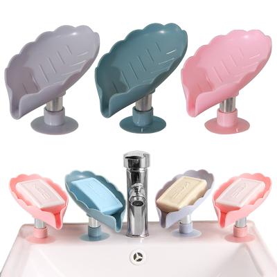 China Modern Supplies Tray Leaf Shape Soap Box Drain Soap Holder Box Bathroom Accessories Toilet Laundry Soap Box Bathroom Gadgets for sale