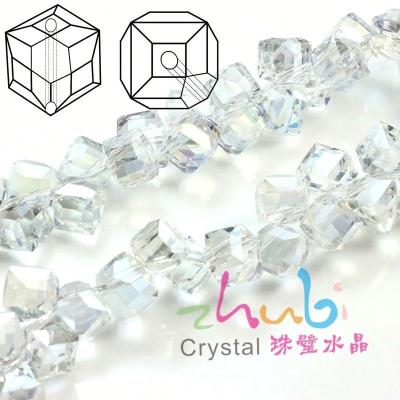 China Garment Apparel Accessries 8mm Hole Plating Diagonal Cube Beads For Curtain Hanging Decoration for sale