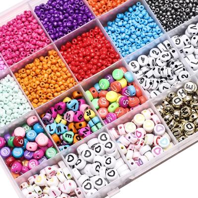 China Crystal Jewelry 8/0 Seed Glass Bead For DIY Making Acrylic Letter Beads Box Set For Charming Pendant Necklace Bracelet Jewelry Accessories for sale