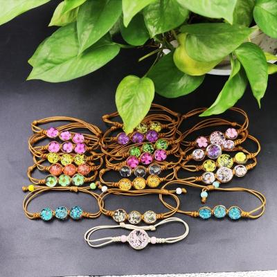 China Stage Clothes New Glass Beads Flower Time Gemstone Dry Rope Braided Bracelet Gift DIY Manual for sale