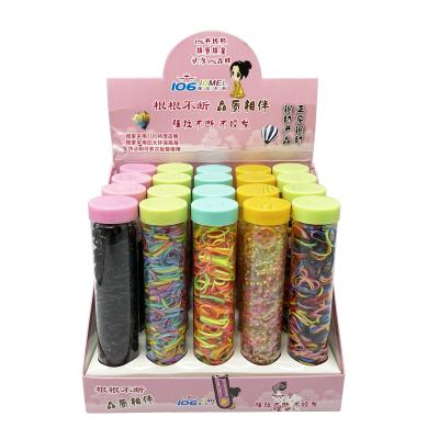 China Colorful Small Cute Display Daily Pack Disposable Hair Bands For Girls Rubber Band Scrunchie Elastic Gum for sale