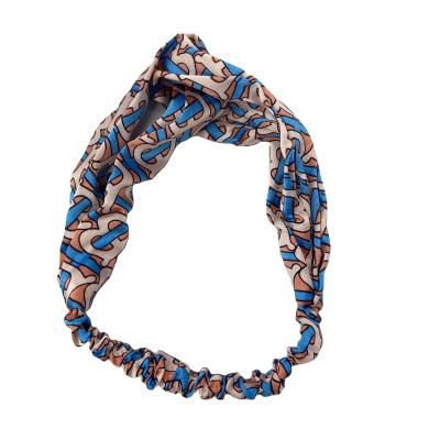 China Wholesale luxury European and American style swim hair circle blue printed yoga hair accessories women design elastic headband for sale