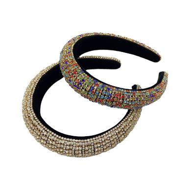 China European and American style sweat bling fairy wide rhinestone hair buckle coloful rhinestone hair band glitter diamond hair clasp for lady for sale