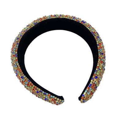 China European and American style hot selling high quality hair clasp low price glitter rhinestone diamond hair circle bling sensitive wide hair band for sale