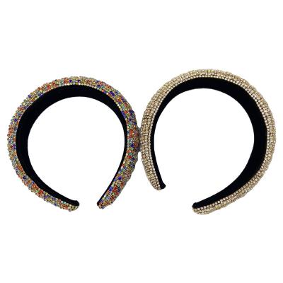 China Wholesale European and American style ready to ship bling colorful crystal headbands luxury glitter faux stone diamond hair clasp fashion hair buckle for sale