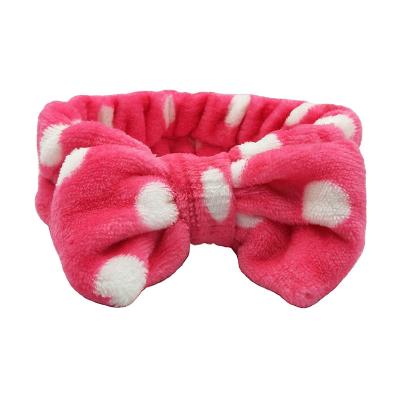 China Beautiful Bowknot Fancy Hair Decoration Girl Hairband Women's Coral Fleece Cosmetic Shower Make Up Headband Hot Pink Headband For Girls Washing Face for sale