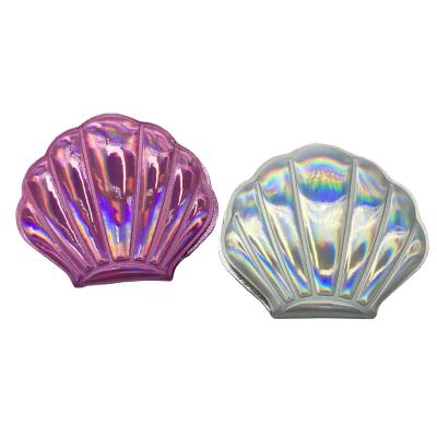 China New Style PU Pocket Mirror Shell Shape Mirror Lighted Cosmetic High Quality Fold Makeup Mirror for sale